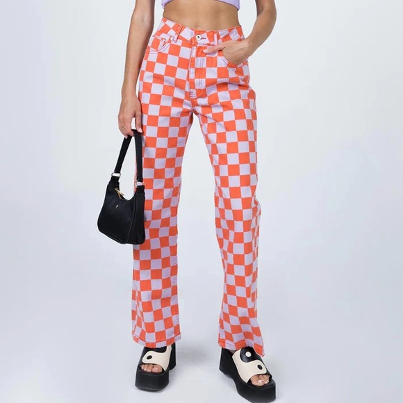 The Ragged Priest Rook Jeans Red/Purple Checkerboard - Picture 4 of 4